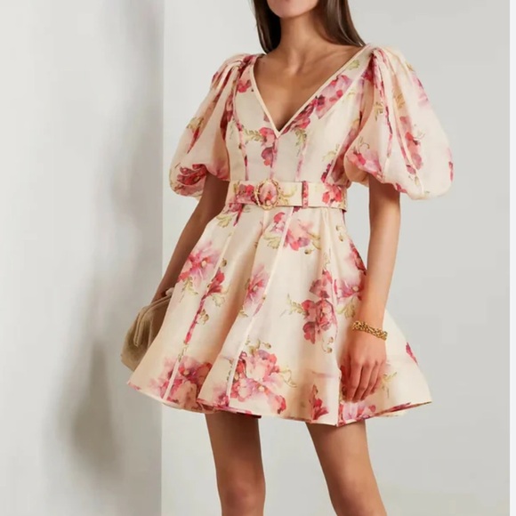 Zimmermann Dresses & Skirts - Zimmermann High Tide Puff Sleeve Mini Dress Size 1